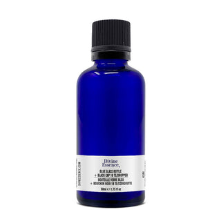 Blue Glass Bottle 50 ml + Black Cap 18 TE/Dropper